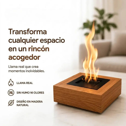 Aura Nativa® | Chimenea de Mesa con Llama Real