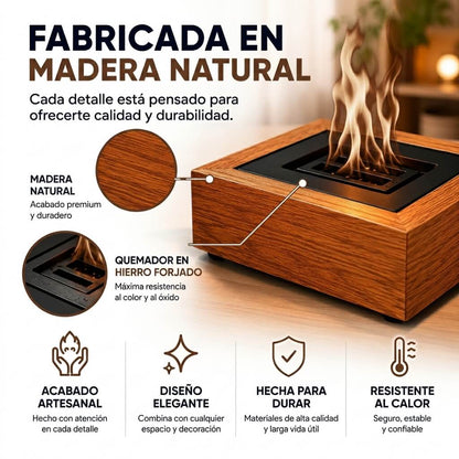 Aura Nativa® | Chimenea de Mesa con Llama Real