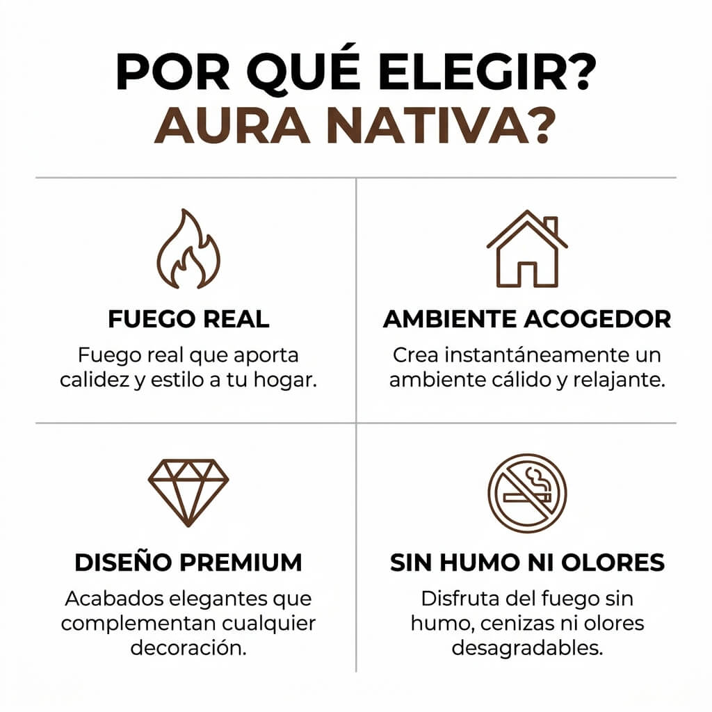 Aura Nativa® | Chimenea de Mesa con Llama Real