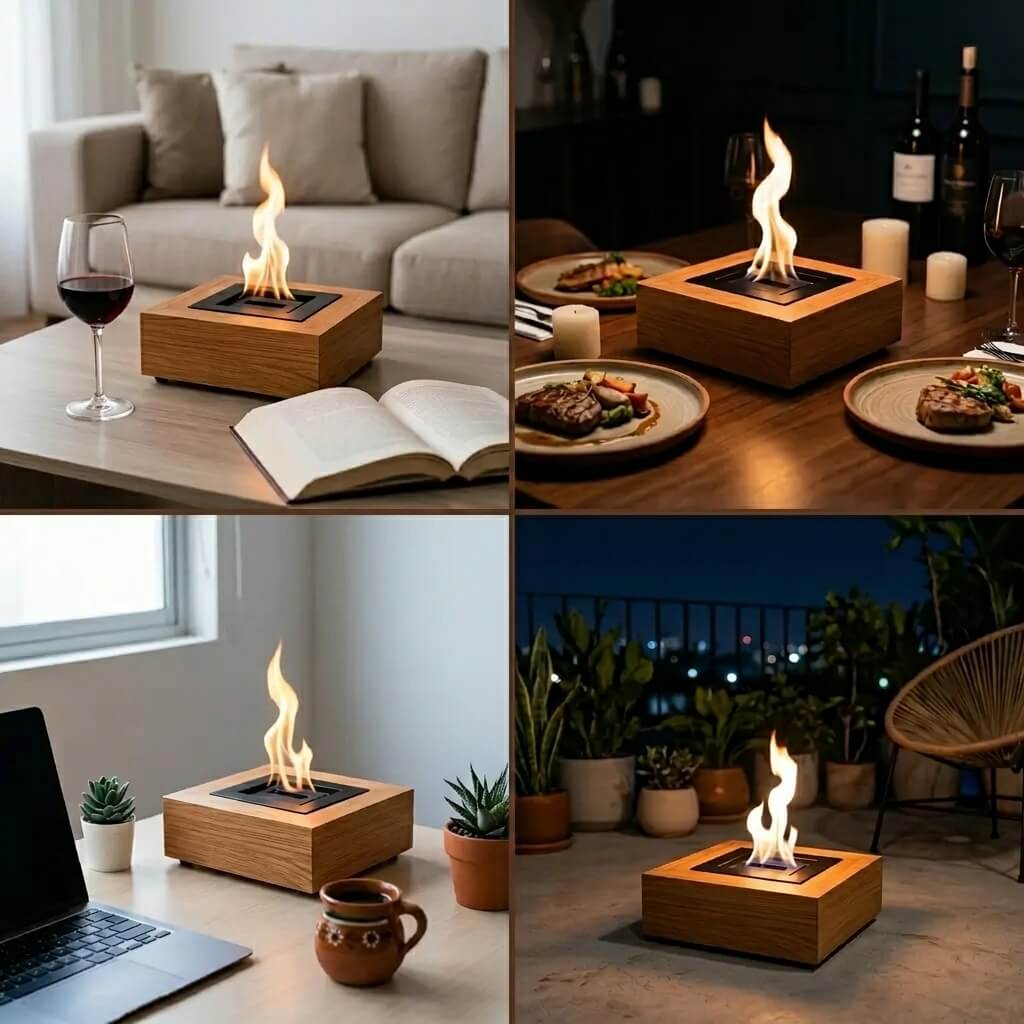 Aura Nativa® | Chimenea de Mesa con Llama Real